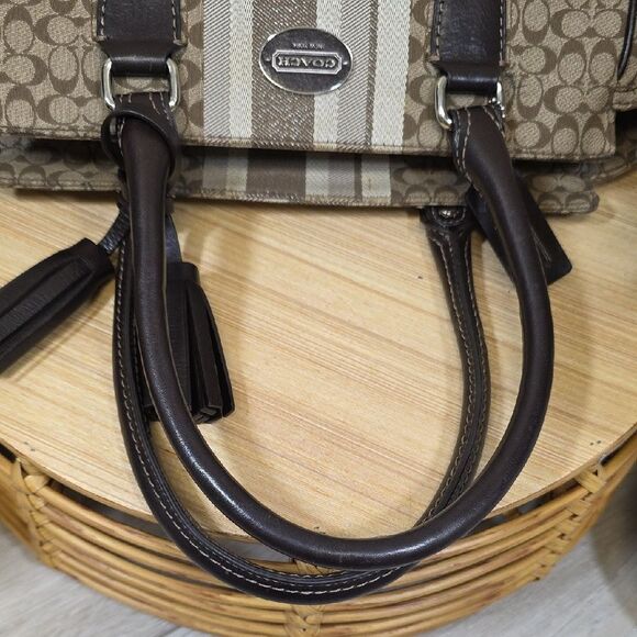 Coach Legacy Signature Stripe Candace Carryall with Wallet - Picture 11 of 14